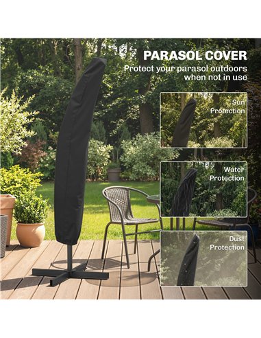 Outsunny 3m Overhanging Parasol, with Base, Weights and Cover - Blue