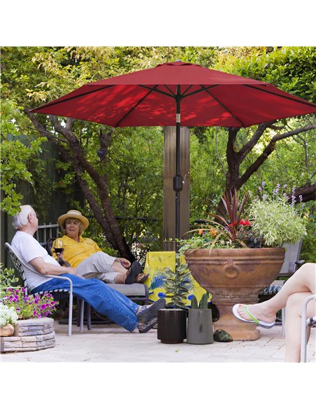 Outsunny 2.6 m Garden Parasol Umbrella with Aluminium Pole, Outdoor Patio Umbrella with Tilt and Crank, Vent, Wine Red - pic 187781 | FastDaddyshop