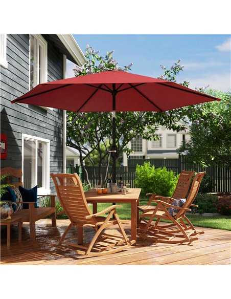 Outsunny 2.6 m Garden Parasol Umbrella with Aluminium Pole, Outdoor Patio Umbrella with Tilt and Crank, Vent, Wine Red - pic 187788 | FastDaddyshop