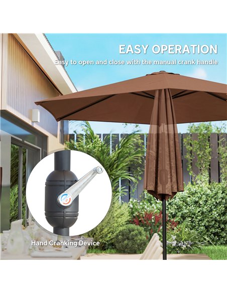 Outsunny 2.6 m Garden Parasol Umbrella with Aluminium Pole, Outdoor Patio Umbrella with Tilt and Crank, Vent, Coffee - pic 187792 | FastDaddyshop