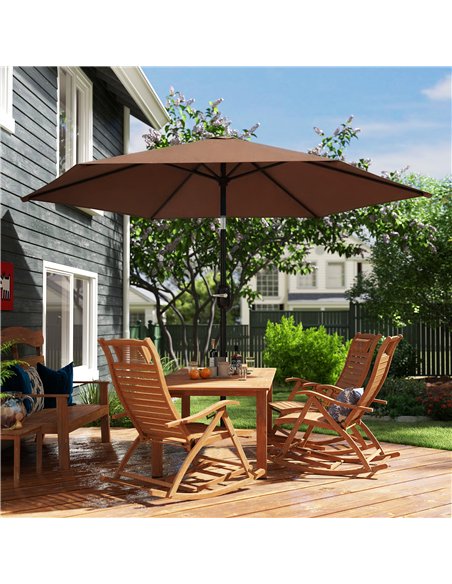 Outsunny 2.6 m Garden Parasol Umbrella with Aluminium Pole, Outdoor Patio Umbrella with Tilt and Crank, Vent, Coffee - pic 187797 | FastDaddyshop
