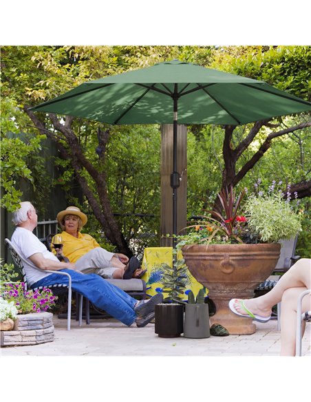 Outsunny 2.6 m Garden Parasol Umbrella with Aluminium Pole, Outdoor Patio Umbrella with Tilt and Crank, Vent, Dark Green - pic 187799 | FastDaddyshop