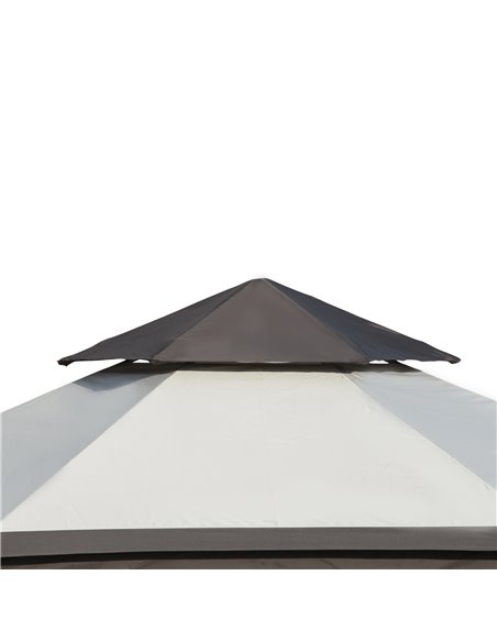 Outsunny 3.4m Steel Gazebo Canopy Party Tent Garden Pavilion Patio Shelter with Curtains & 2 Tier Roof, Beige - pic 18780 | FastDaddyshop