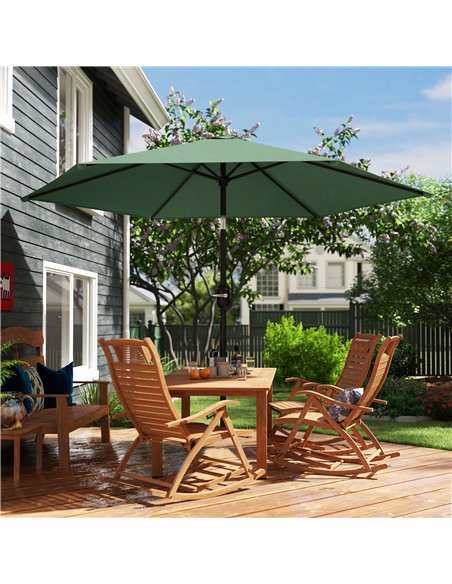 Outsunny 2.6 m Garden Parasol Umbrella with Aluminium Pole, Outdoor Patio Umbrella with Tilt and Crank, Vent, Dark Green - pic 187806 | FastDaddyshop
