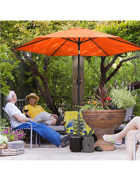 Outsunny 2.6 m Garden Parasol Umbrella with Aluminium Pole, Outdoor Patio Umbrella with Tilt and Crank, Vent, Orange - pic 187808 | FastDaddyshop