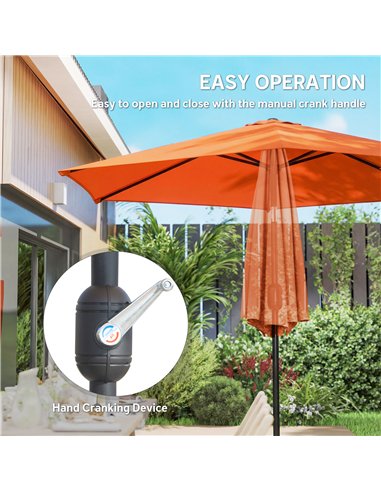 Outsunny 2.6 m Garden Parasol Umbrella with Aluminium Pole, Outdoor Patio Umbrella with Tilt and Crank, Vent, Orange