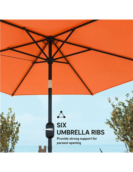 Outsunny 2.6 m Garden Parasol Umbrella with Aluminium Pole, Outdoor Patio Umbrella with Tilt and Crank, Vent, Orange - pic 187814 | FastDaddyshop