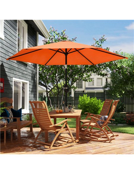 Outsunny 2.6 m Garden Parasol Umbrella with Aluminium Pole, Outdoor Patio Umbrella with Tilt and Crank, Vent, Orange - pic 187815 | FastDaddyshop