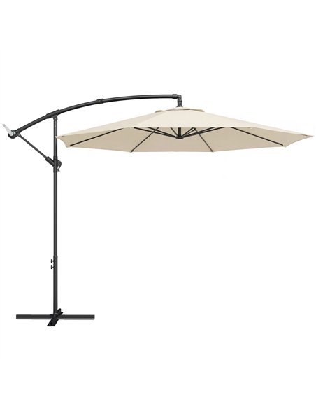 Outsunny 3 m Overhanging Cantilever Parasol, with Cross Base - Cream White - pic 187816 | FastDaddyshop