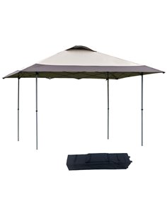 Outsunny 4x4m Pop-up Canopy Gazebo Tent with Roller Bag & Adjustable Legs, Steel Frame, Brown