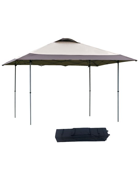 Outsunny 4x4m Pop-up Canopy Gazebo Tent with Roller Bag & Adjustable Legs, Steel Frame, Brown - pic 18782 | FastDaddyshop
