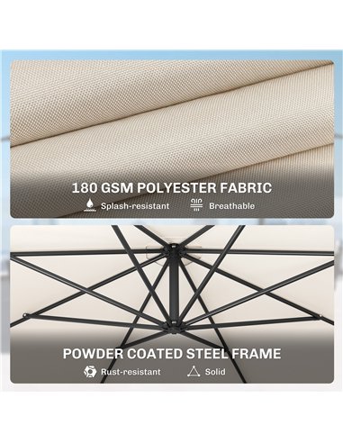 Outsunny 3 m Overhanging Cantilever Parasol, with Cross Base - Cream White