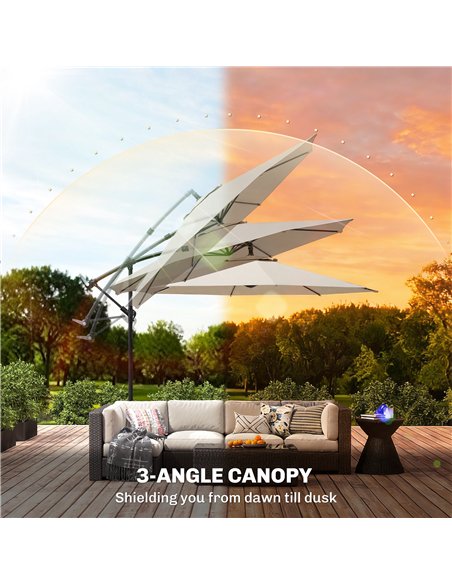Outsunny 3 m Overhanging Cantilever Parasol, with Cross Base - Cream White - pic 187821 | FastDaddyshop