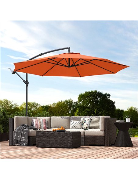 Outsunny 3 m Overhanging Cantilever Parasol, with Cross Base - Orange - pic 187826 | FastDaddyshop