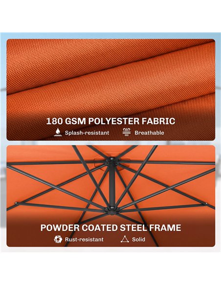 Outsunny 3 m Overhanging Cantilever Parasol, with Cross Base - Orange - pic 187829 | FastDaddyshop