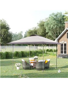 Outsunny 4x4m Pop-up Canopy Gazebo Tent with Roller Bag & Adjustable Legs, Steel Frame, Brown 2