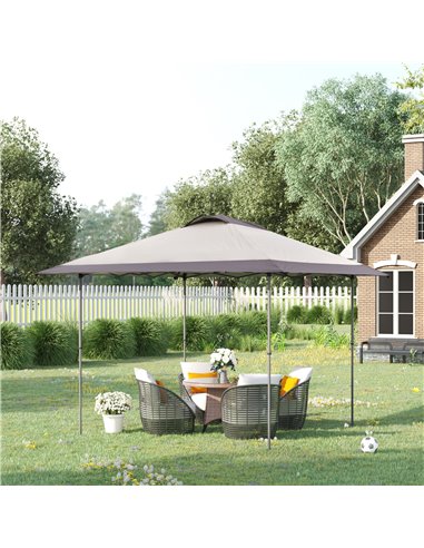 Outsunny 4x4m Pop-up Canopy Gazebo Tent with Roller Bag & Adjustable Legs, Steel Frame, Brown