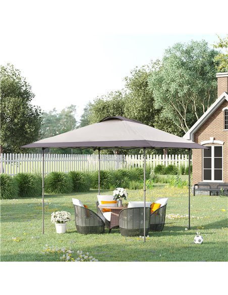 Outsunny 4x4m Pop-up Canopy Gazebo Tent with Roller Bag & Adjustable Legs, Steel Frame, Brown - pic 18783 | FastDaddyshop