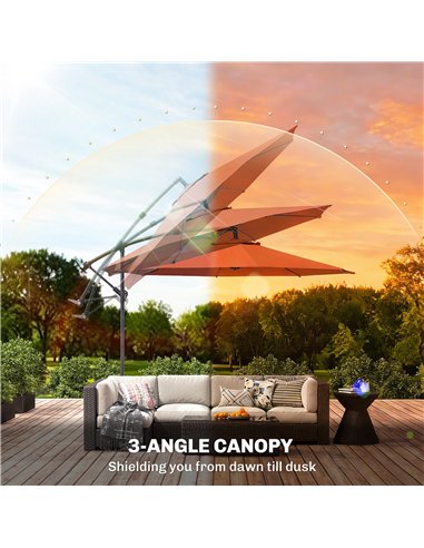 Outsunny 3 m Overhanging Cantilever Parasol, with Cross Base - Orange