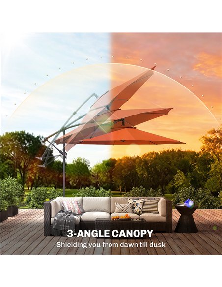 Outsunny 3 m Overhanging Cantilever Parasol, with Cross Base - Orange - pic 187830 | FastDaddyshop