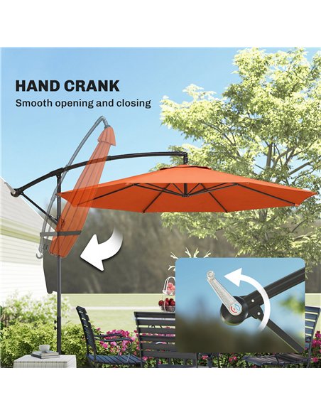 Outsunny 3 m Overhanging Cantilever Parasol, with Cross Base - Orange - pic 187831 | FastDaddyshop