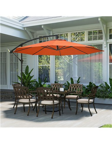 Outsunny 3 m Overhanging Cantilever Parasol, with Cross Base - Orange