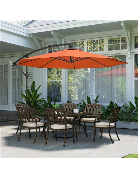Outsunny 3 m Overhanging Cantilever Parasol, with Cross Base - Orange - pic 187832 | FastDaddyshop