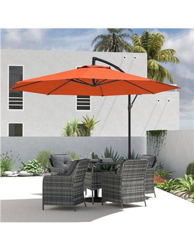 Outsunny 3 m Overhanging Cantilever Parasol, with Cross Base - Orange