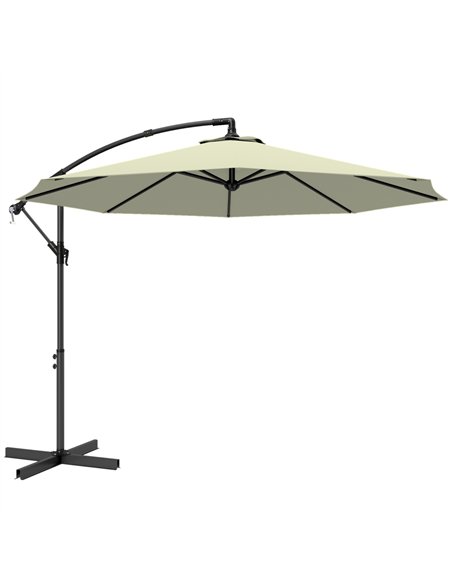 Outsunny 3m Overhanging Cantilever Parasol, with Cross Base - Beige - pic 187834 | FastDaddyshop