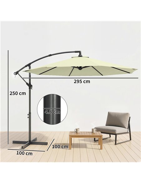 Outsunny 3m Overhanging Cantilever Parasol, with Cross Base - Beige - pic 187836 | FastDaddyshop