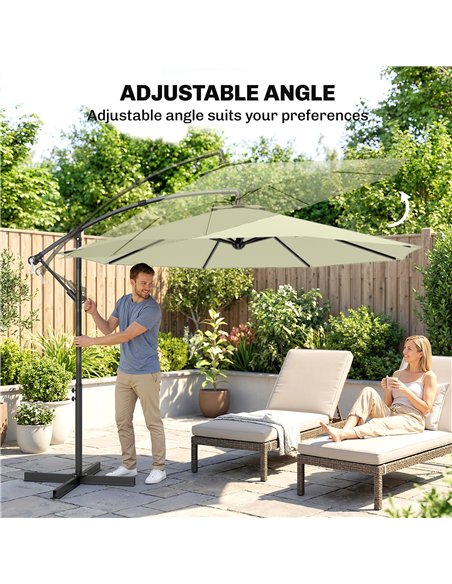Outsunny 3m Overhanging Cantilever Parasol, with Cross Base - Beige - pic 187838 | FastDaddyshop