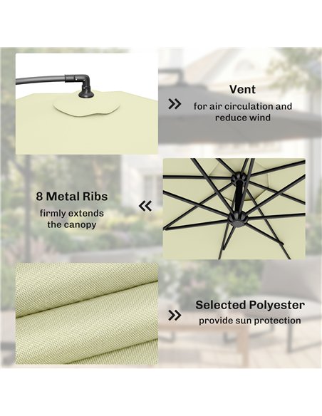 Outsunny 3m Overhanging Cantilever Parasol, with Cross Base - Beige - pic 187839 | FastDaddyshop