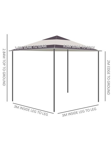 Outsunny 4x4m Pop-up Canopy Gazebo Tent with Roller Bag & Adjustable Legs, Steel Frame, Brown