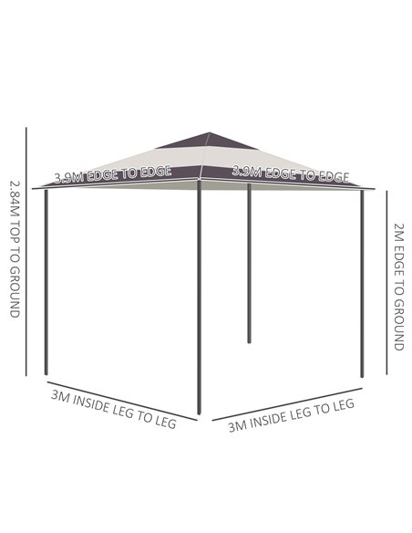 Outsunny 4x4m Pop-up Canopy Gazebo Tent with Roller Bag & Adjustable Legs, Steel Frame, Brown - pic 18784 | FastDaddyshop
