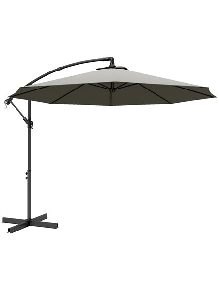 Outsunny 3m Overhanging Cantilever Parasol, with Cross Base - Light Grey - pic 187843 | FastDaddyshop