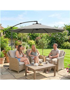 Outsunny 3m Overhanging Cantilever Parasol, with Cross Base - Light Grey 2