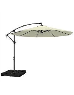Outsunny 3m Overhanging Parasol, with Base, Weights and Cover - Beige