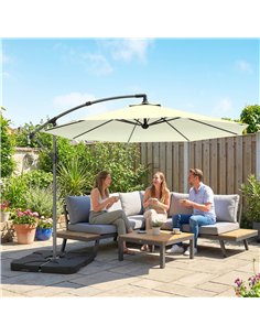 Outsunny 3m Overhanging Parasol, with Base, Weights and Cover - Beige 2