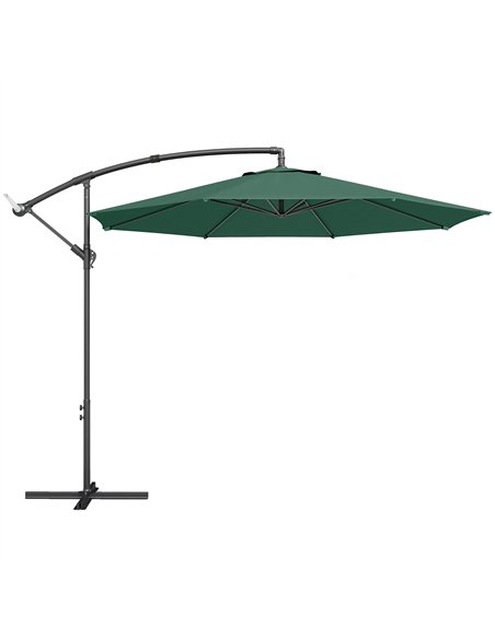 Outsunny 3 m Overhanging Cantilever Parasol, with Cross Base - Dark Green - pic 187861 | FastDaddyshop