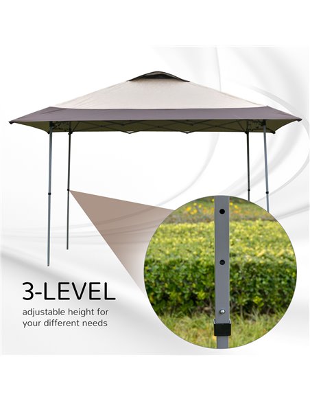 Outsunny 4 x 4m Pop-up Canopy Gazebo Tent with Roller Bag & Adjustable Legs Outdoor Party, Steel Frame, Brown - pic 18787 | FastDaddyshop