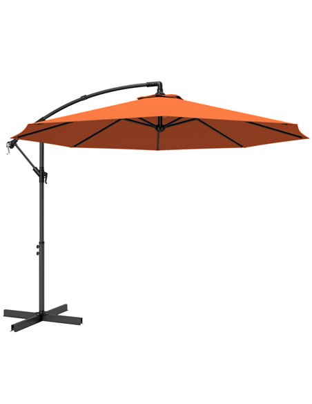 Outsunny 3 m Cantilever Parasol with Cross Base, Offset Outdoor Umbrella with Crank Handle, Hanging Sun Shade, Orange - pic 187870 | FastDaddyshop