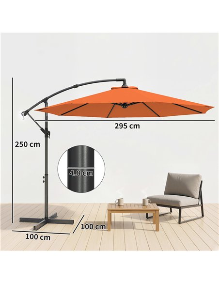 Outsunny 3 m Cantilever Parasol with Cross Base, Offset Outdoor Umbrella with Crank Handle, Hanging Sun Shade, Orange - pic 187872 | FastDaddyshop
