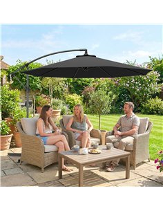 Outsunny 3m Overhanging Cantilever Parasol, with Cross Base - Black 2