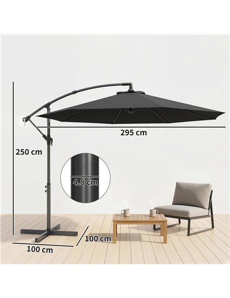 Outsunny 3m Overhanging Cantilever Parasol, with Cross Base - Black - pic 187881 | FastDaddyshop