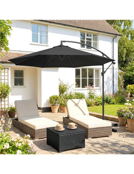 Outsunny 3m Overhanging Cantilever Parasol, with Cross Base - Black - pic 187886 | FastDaddyshop