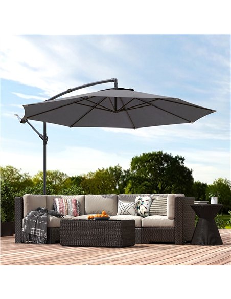 Outsunny 3 m Overhanging Cantilever Parasol, with Cross Base - Grey - pic 187889 | FastDaddyshop