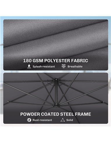Outsunny 3 m Overhanging Cantilever Parasol, with Cross Base - Grey