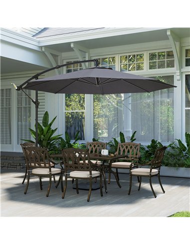 Outsunny 3 m Overhanging Cantilever Parasol, with Cross Base - Grey