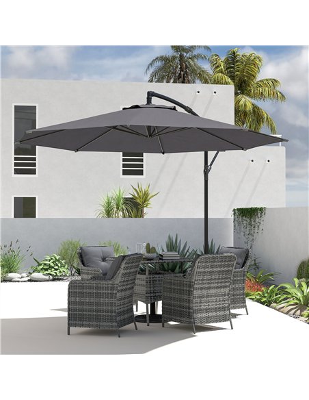 Outsunny 3 m Overhanging Cantilever Parasol, with Cross Base - Grey - pic 187896 | FastDaddyshop
