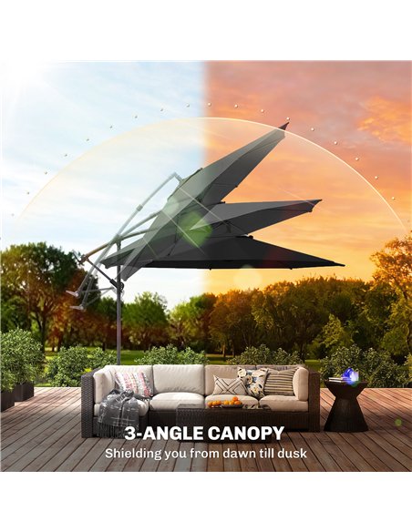 Outsunny 3 m Overhanging Cantilever Parasol, with Cross Base - Black - pic 187902 | FastDaddyshop